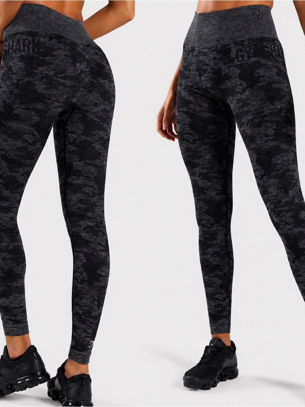 Gymshark Camo Seamless Leggings Black Grey High Rise- Size XS